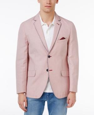 Ben Sherman Men's Slim-fit Red Pinstripe Cotton Sport Coat
