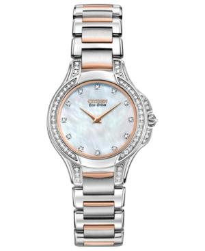 Citizen Women's Eco-drive Signature Fiore Diamond (1/2 Ct. T.w.) Two Tone Stainless Steel Bracelet Watch 30mm Ex1166-52d