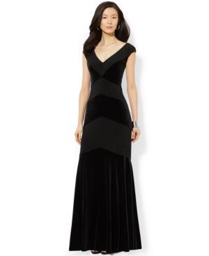 Lauren Ralph Lauren V-neck Velvet Gown
