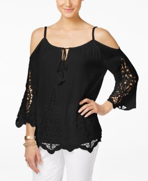 Inc International Concepts Crocheted Cold-shoulder Top, Only At Macy's