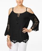Inc International Concepts Crocheted Cold-shoulder Top, Only At Macy's