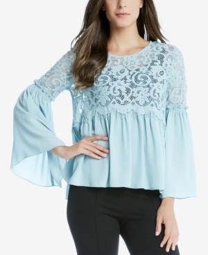 Karen Kane Flared Lace-contrast Top