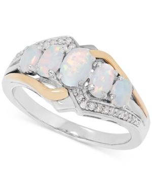 Opal (7/8 Ct. T.w.) And Diamond Accent Ring In Sterling Silver And 14k Gold