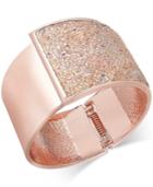 Inc International Concepts Rose Gold-tone Glittery Wide Hinged Bangle Bracelet, Only At Macy's
