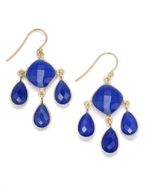 14k Gold Over Sterling Silver Earrings, Blue Chalcedony Small Chandelier Earrings (12mm And 11mm X 7mm)