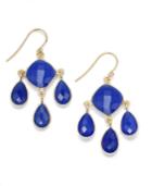 14k Gold Over Sterling Silver Earrings, Blue Chalcedony Small Chandelier Earrings (12mm And 11mm X 7mm)