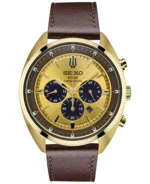 Seiko Men's Chronograph Solar Recraft Series Brown Leather Strap Watch 43mm Ssc570