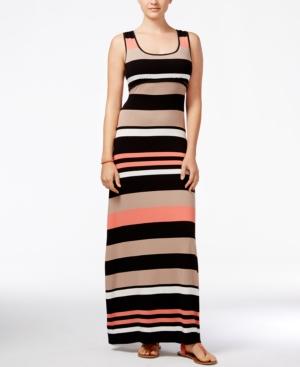 Emerald Sundae Juniors' Striped Lace-up Maxi Dress