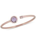 Amethyst (1-1/2 Ct. T.w.) And Diamond (1/5 Ct. T.w.) Bangle Bracelet In 14k Rose Gold Over Sterling Silver
