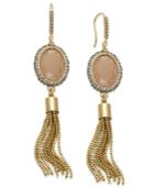 Inc International Concepts Gold-tone Brown Stone And Pave Crystal Tassel Earrings, Only At Macy's