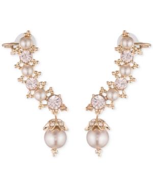 Marchesa Cubic Zirconia & Imitation Pearl Ear Climber Earrings