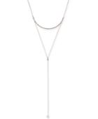 Inc International Concepts Rose Gold-tone Crystal & Imitation Pearl Lariat Necklace, 12 + 2 Extender, Created For Macy's