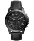 Fossil Men's Chronograph Grant Black Leather Strap Watch 45mm Fs5132
