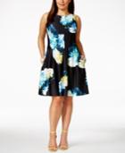 Calvin Klein Plus Size Floral-print Scuba A-line Dress
