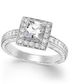 Certified Square Halo Engagement Ring In 18k White Gold (1-3/5 Ct. T.w.)