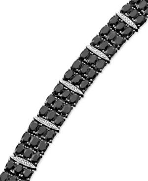 Sterling Silver Bracelet, Black Sapphire (50 Ct. T.w.) And Diamond Accent