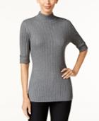 Style & Co. Ribbed Mock-neck Sweater, Only At Macy's