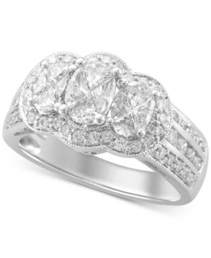 Diamond Three-stone Center Engagement Ring (1-1/2 Ct. T.w.) In 14k White Gold