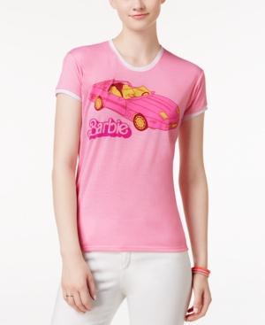 Mighty Fine Juniors' Barbie Car Graphic Ringer T-shirt