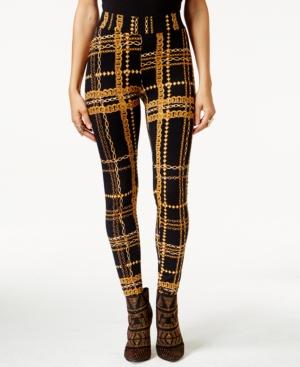 Thalia Sodi Chain-print Plaid Skinny Leggings, Only At Macy's
