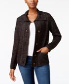 Karen Scott Foldover-collar Marled Cardigan, Created For Macy's