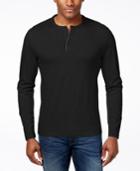 Alfani Black Men's Big And Tall Paul Slub Long-sleeve Henley, Only At Macy's