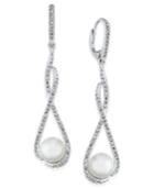 Danori Silver-tone Pave Crystal And Imitation Pearl Earrings