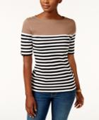 Karen Scott Colorblocked Striped Top, Only At Macy's