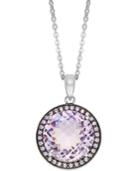 Sterling Silver Necklace, Natural Pink Amethyst (7-1/5 Ct. T.w.) And Purple Swarovski Zirconia (1/2 Ct. T.w.) Pendant