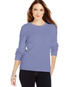 Karen Scott Cable-knit Crew-neck Sweater, Only At Macy's