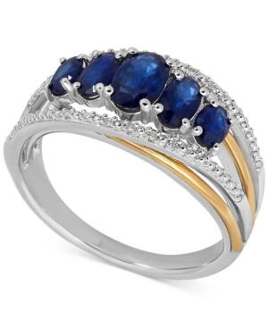 Sapphire (1-7/8 Ct. T.w.) And Diamond Accent Ring In Sterling Silver And 14k Gold