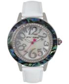 Betsey Johnson Women's White Leather Strap Watch 43mm Bj00576-01