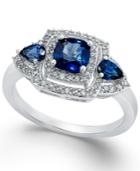 Sapphire (9/10 Ct. T.w.) And Diamond (1/3 Ct. T.w.) Ring In 14k White Gold