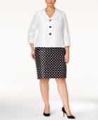 Le Suit Plus Size Three-button Polka-dot Skirt Suit