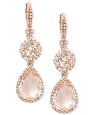 Marchesa Rose Gold-tone Crystal Double Drop Earrings
