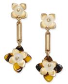 Charter Club Gold-tone Tortoiseshell-look Flower Drop Earrings, Only At Macy's
