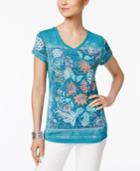 Style & Co Floral Graphic T-shirt, Only At Macy's