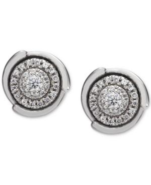Diamond Halo Cluster Stud Earrings (1/4 Ct. T.w.) In 14k White Gold