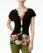Ny Collection Floral-print Colorblocked Top