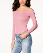 Guess Cordelia Off-the-shoulder Lace-up Top