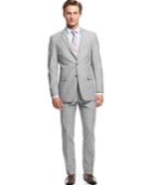 Perry Ellis Light Grey Sharkskin Slim-fit Suit