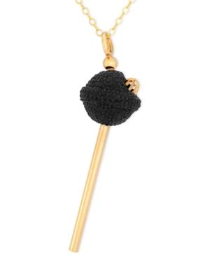 Sis By Simone I Smith 18k Gold Over Sterling Silver Necklace, Black Crystal Mini Lollipop Pendant