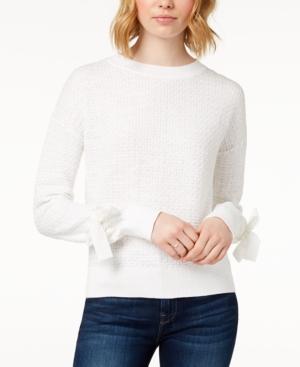 Buffalo David Bitton Textured Tie-sleeve Cotton Sweater