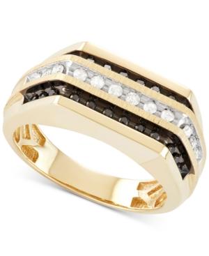 Men's Diamond Squared Three-row Ring (1/2 Ct. T.w.) In 10k Gold