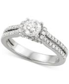 Diamond Split Shank Engagement Ring (1-1/4 Ct. T.w.) In 14k White Gold