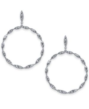 I.n.c. Silver-tone Crystal Drop Hoop Earrings, Created For Macy's