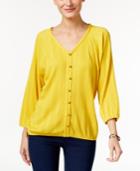 Style & Co. Petite Button-detail Blouson Top, Only At Macy's