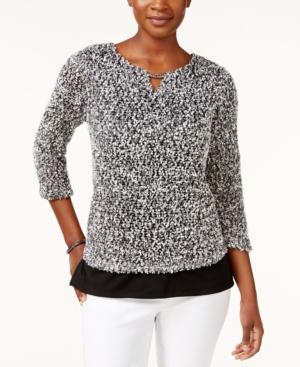 Alfred Dunner Petite Eyelash Layered-look Top
