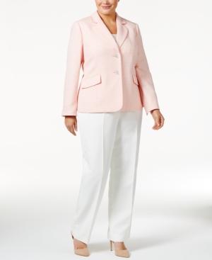 Le Suit Plus Size Colorblocked Jacquard Pantsuit