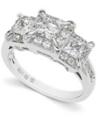 Diamond Ring, 14k White Gold Three-stone Diamond Ring (1-1/2 Ct. T.w.)